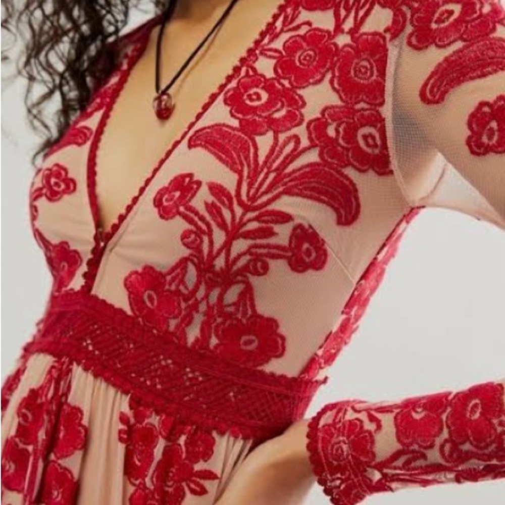 For Love And Lemons Red Floral Maxi Dress